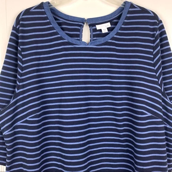 J.Jill Striped Mixed Media Chambray Shirttail Shift Tunic Dress - Picture 3 of 6